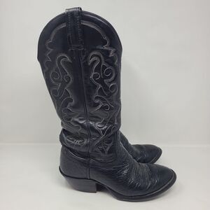 Hondo 8469 Black Leather Cowboy Boots Texas Made Men's Size 6 D Buckaroo